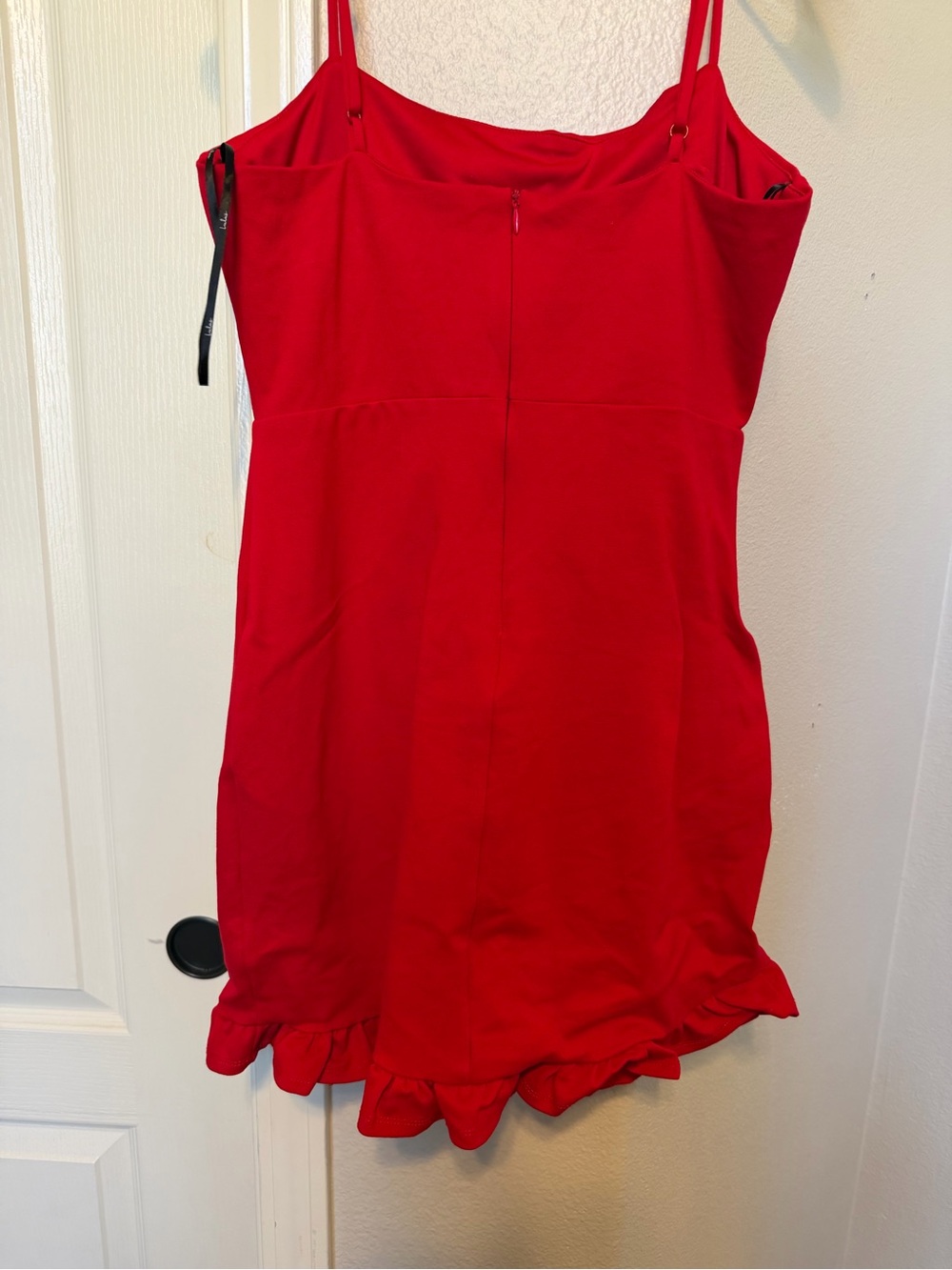 Lulu's Red Spaghetti-Strap Ruffle-Hem Mini Dress - Picture 5 of 5